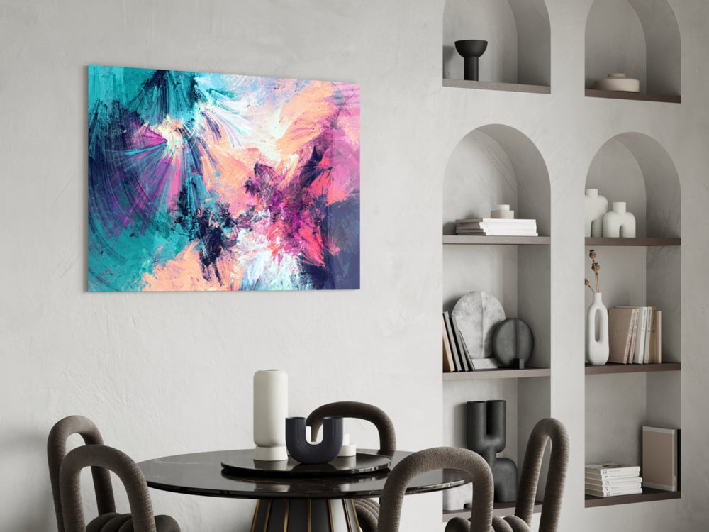 Abstract panel adding statement energy to a lounge