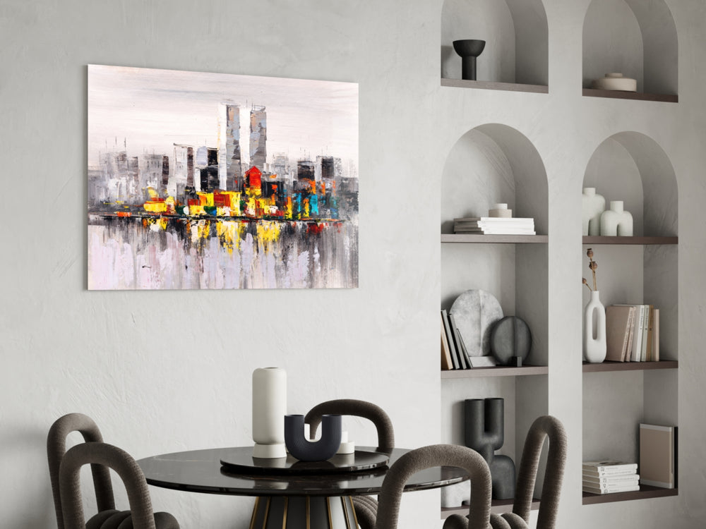 Abstract City panel adding city-skyline presence to an office