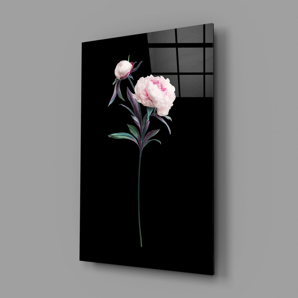 Pink peony panel bringing soft romance to a contemporary living space