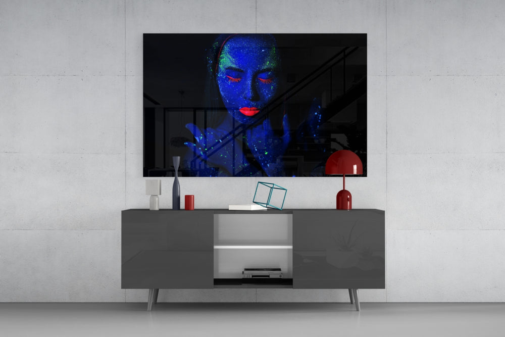 Woman Portrait panel catching low light to reveal its glowing pigment