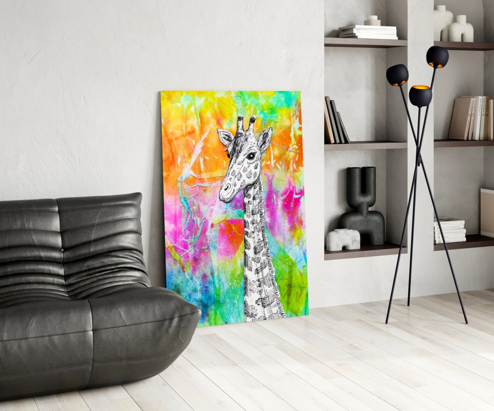 Giraffe panel adding bright palette to a playroom