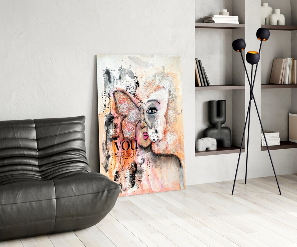 Abstract Woman panel adding journal-page charm to a dressing area