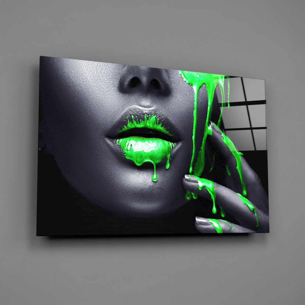 Neon-paint portrait bringing editorial drama to a contemporary living space