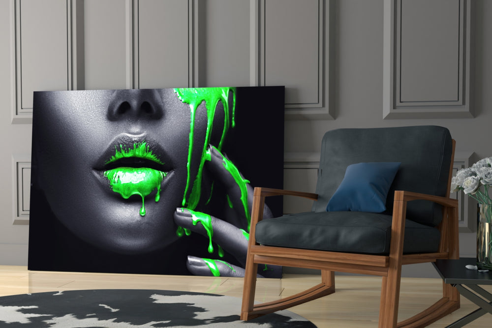 Women's glass print enhancing a hallway with statement focal point