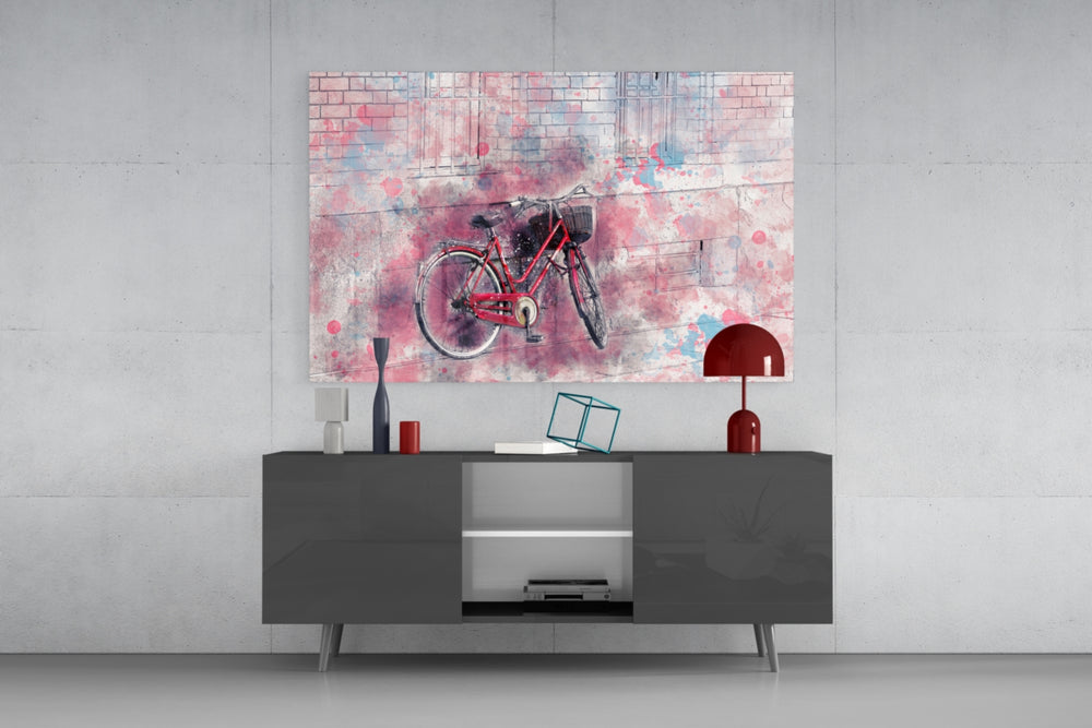 Illustration Bicycle panel catching daylight to reveal its watercolor wall