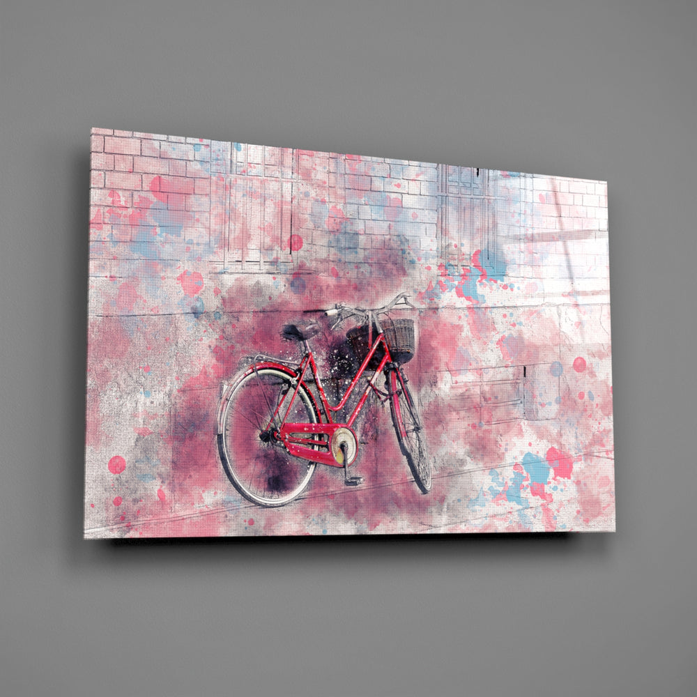 Red bicycle panel bringing imaginative pulse to a contemporary living space