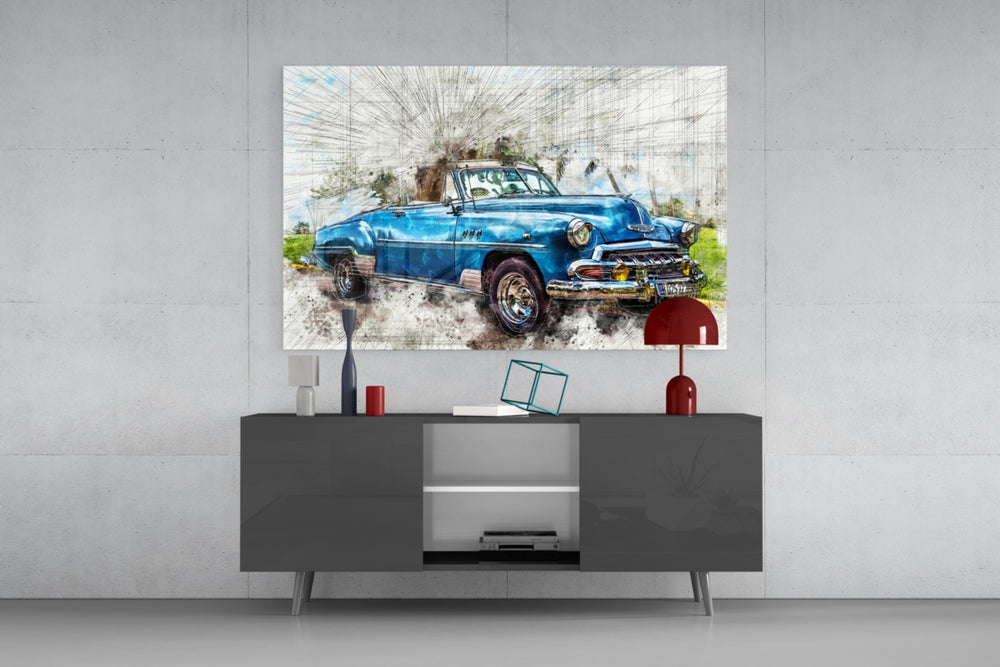 Classic Vintage Automobile Glass Wall Art