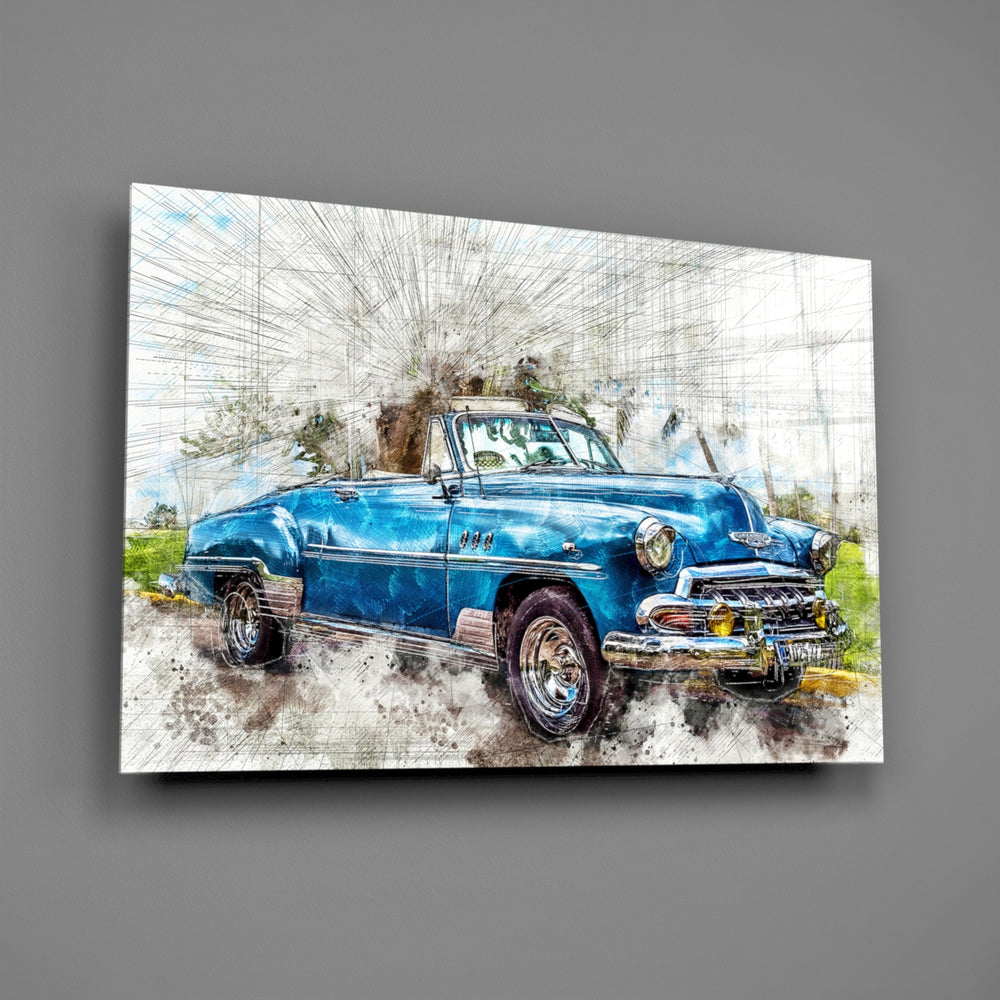 Blue convertible panel bringing retro warmth to a contemporary living space
