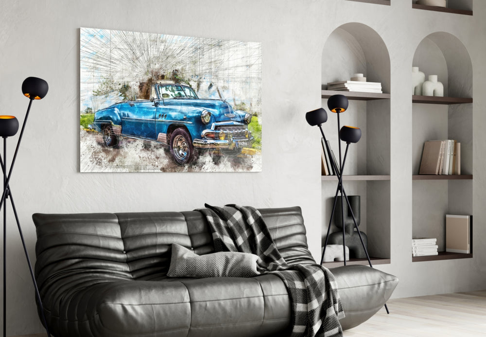 Classic Vintage Automobile Glass Wall Art