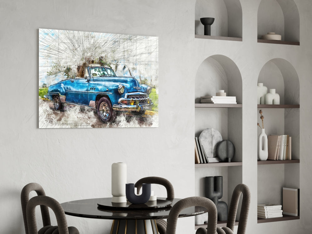 Classic Vintage Automobile Glass Wall Art