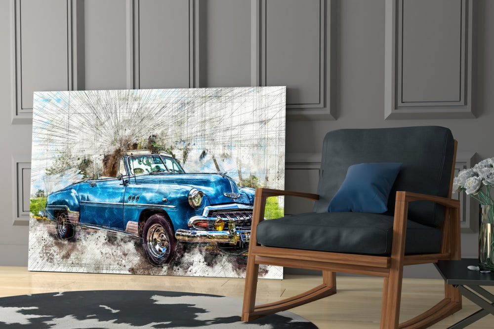 Classic Vintage Automobile Glass Wall Art