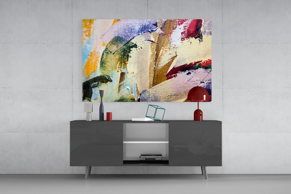 Abstract Pattern panel catching daylight to reveal its impasto edges
