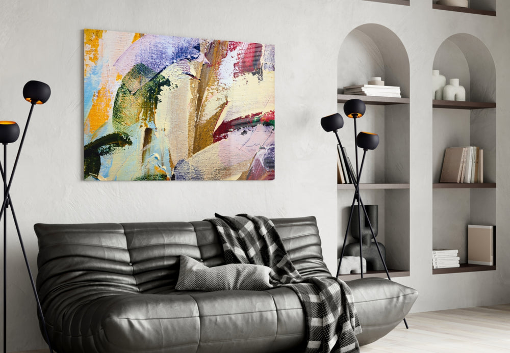 Abstract Pattern glass wall art styled in a creative studio