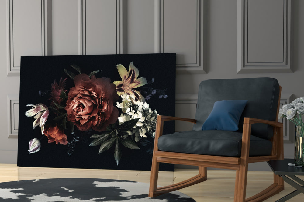 Floral Pattern glass print enhancing a hallway with quiet drama