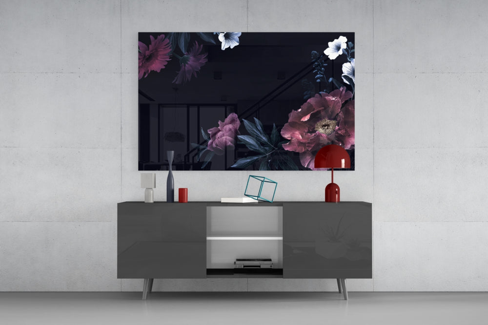 Floral Pattern panel catching low light to reveal its painted bouquet