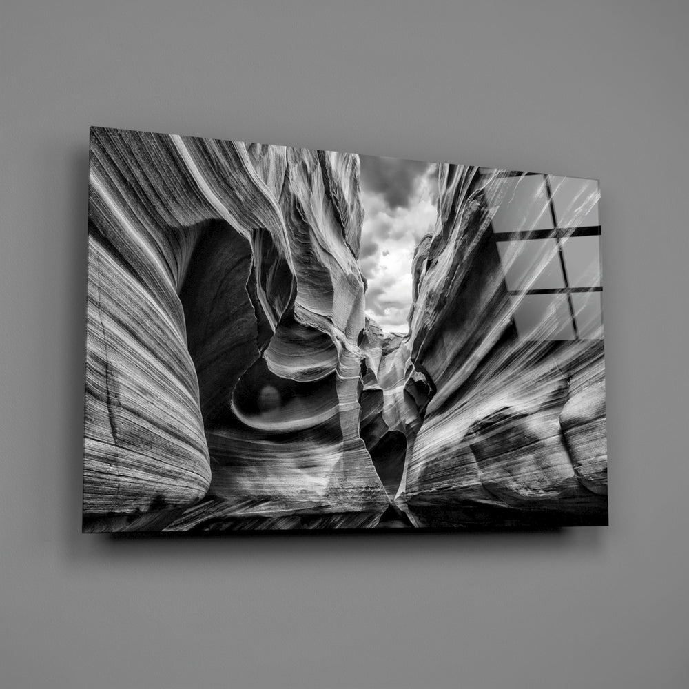 Chiaroscuro canyon panel bringing cathedral drama to a contemporary living space
