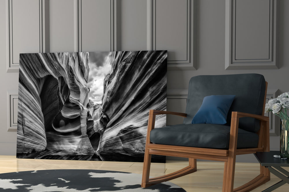 Grand Canyon glass print enhancing a hallway with cathedral drama