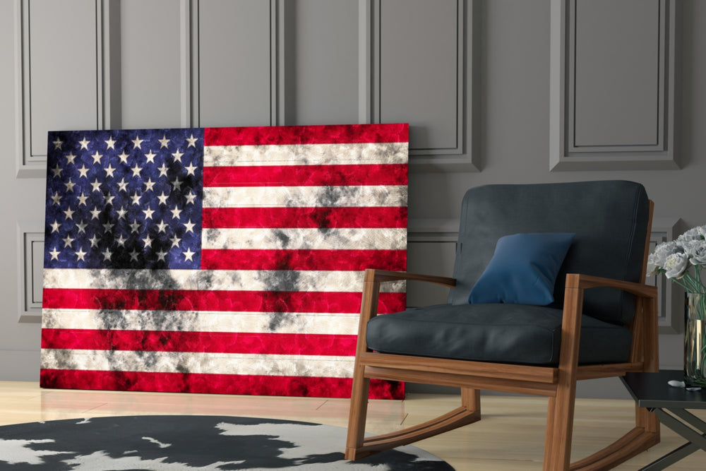 Flag of the United States glass print enhancing a hallway with statement focal point