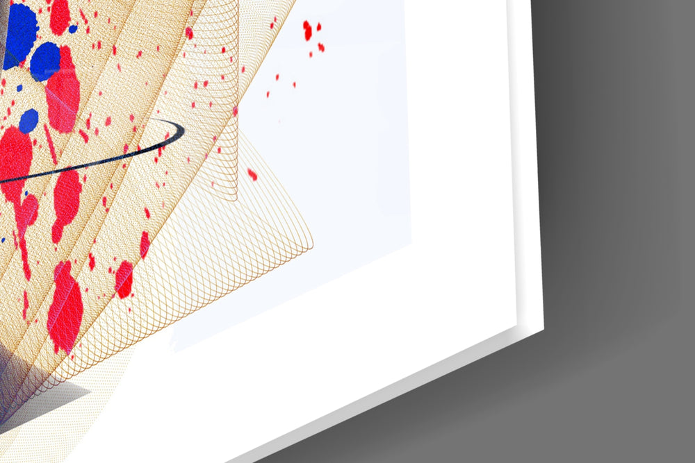 Online artwork anchoring a contemporary wall in bright palette