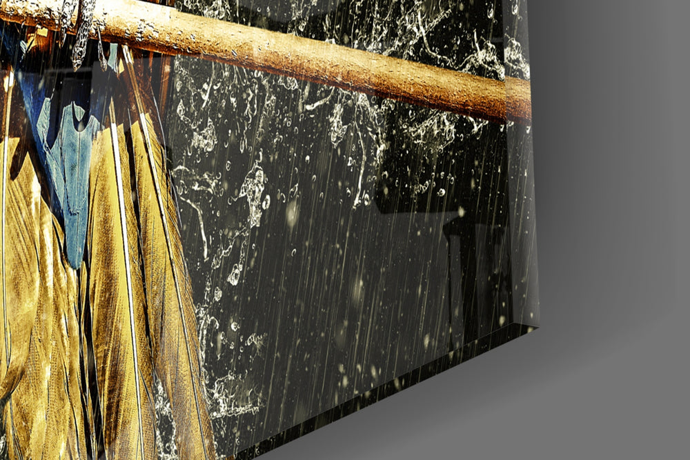 Parrot artwork anchoring a naturalist-themed wall in warm palette