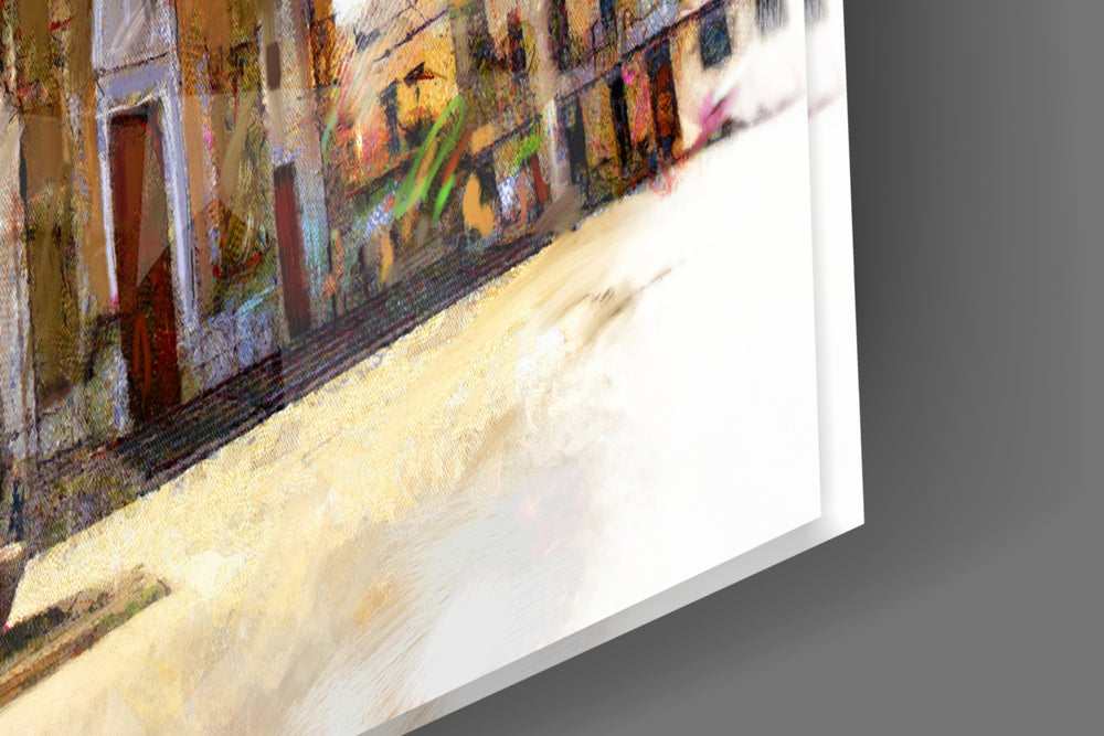 Historical Building artwork anchoring an entryway with heritage palette