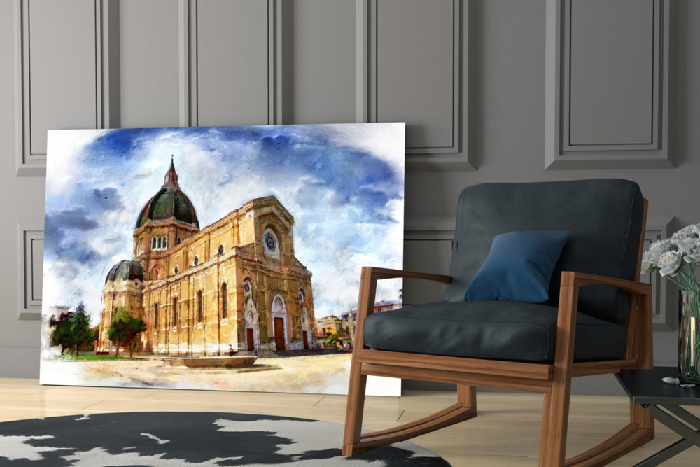 Historical Building glass print enhancing a hallway with cultural pulse