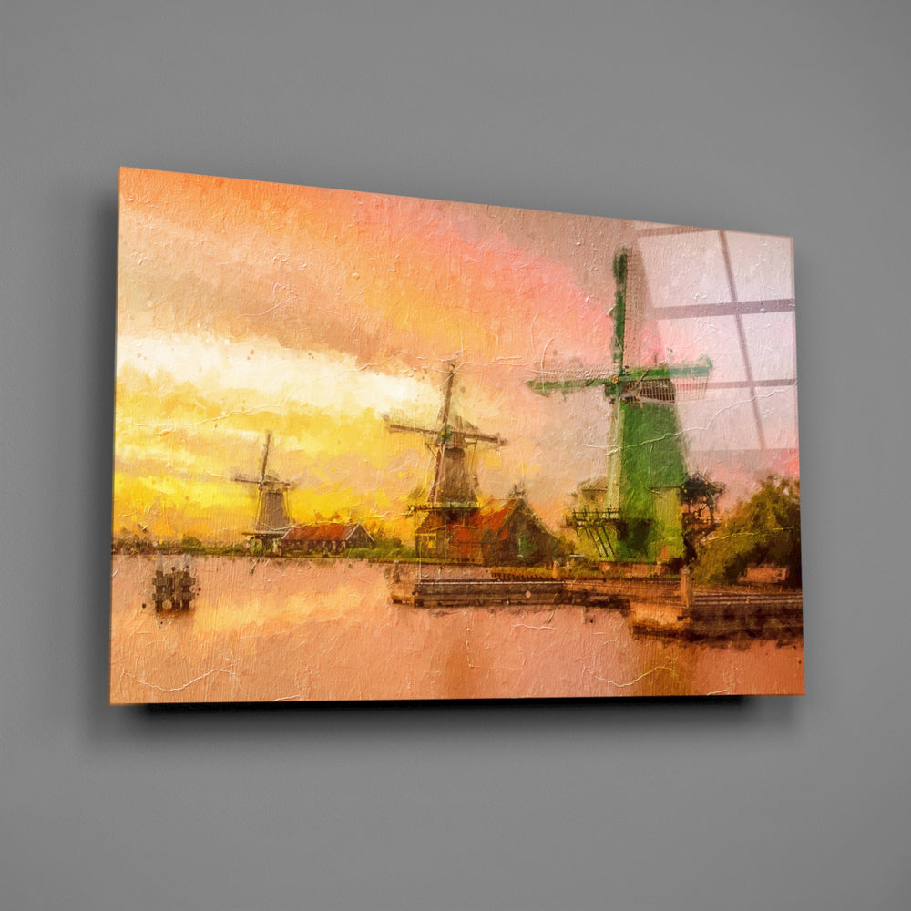 Dutch windmill panel bringing storybook mood to a contemporary living space