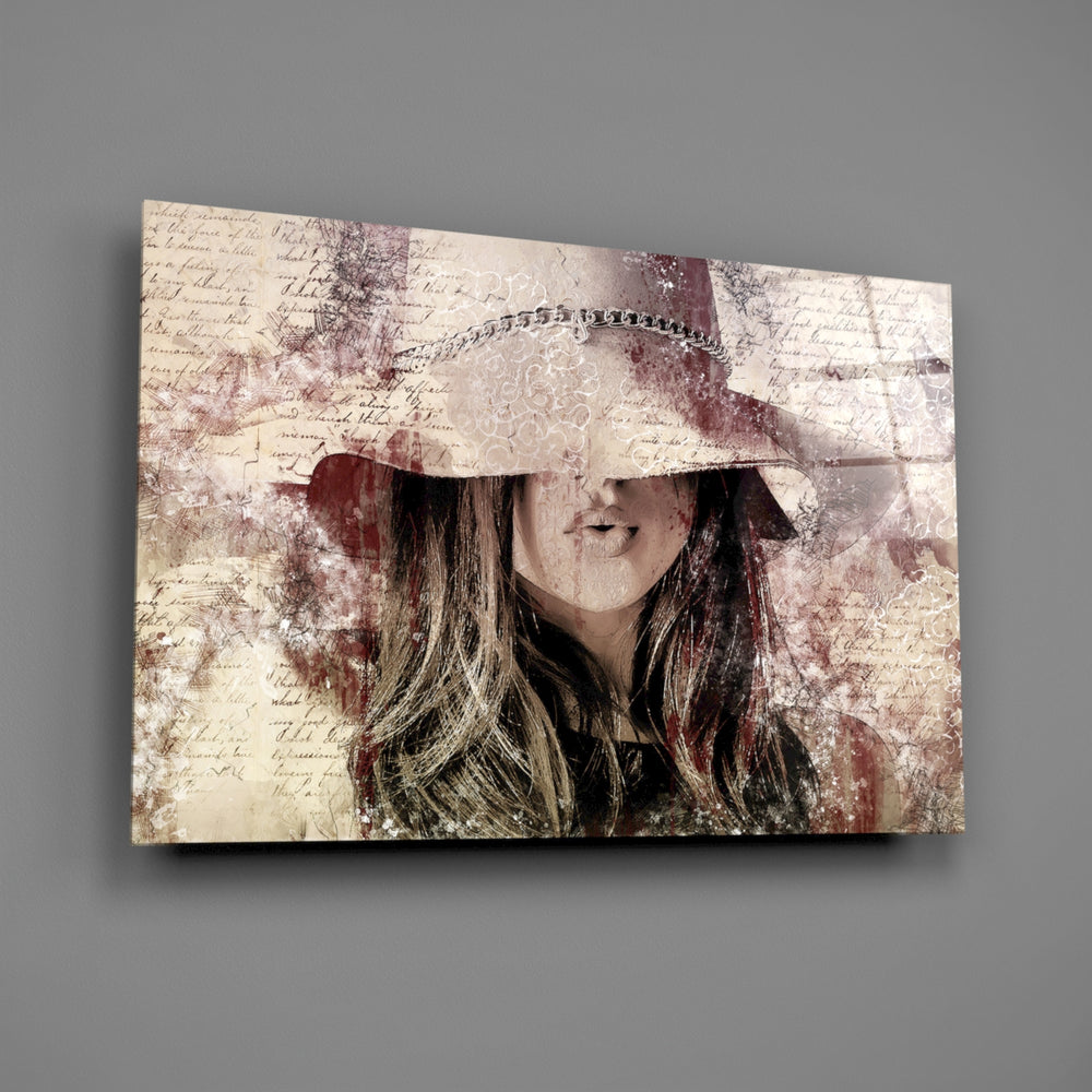 Vintage script-collage panel bringing romantic warmth to a contemporary living space