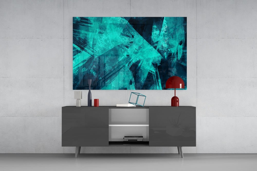 Green Abstract Pattern panel catching low light to reveal its crystalline weight