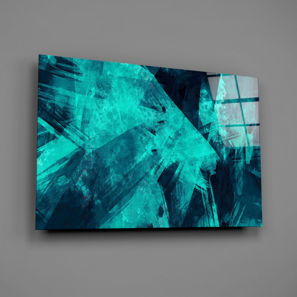 Turquoise abstract panel bringing imaginative pulse to a contemporary living space