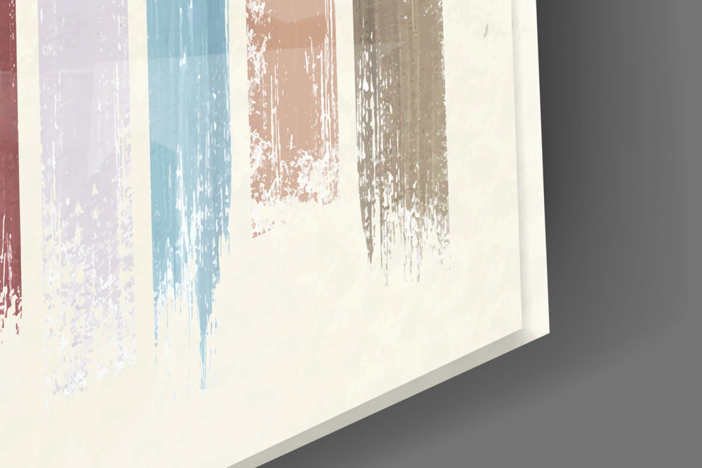 Colored Lines artwork anchoring a contemporary wall in soft palette