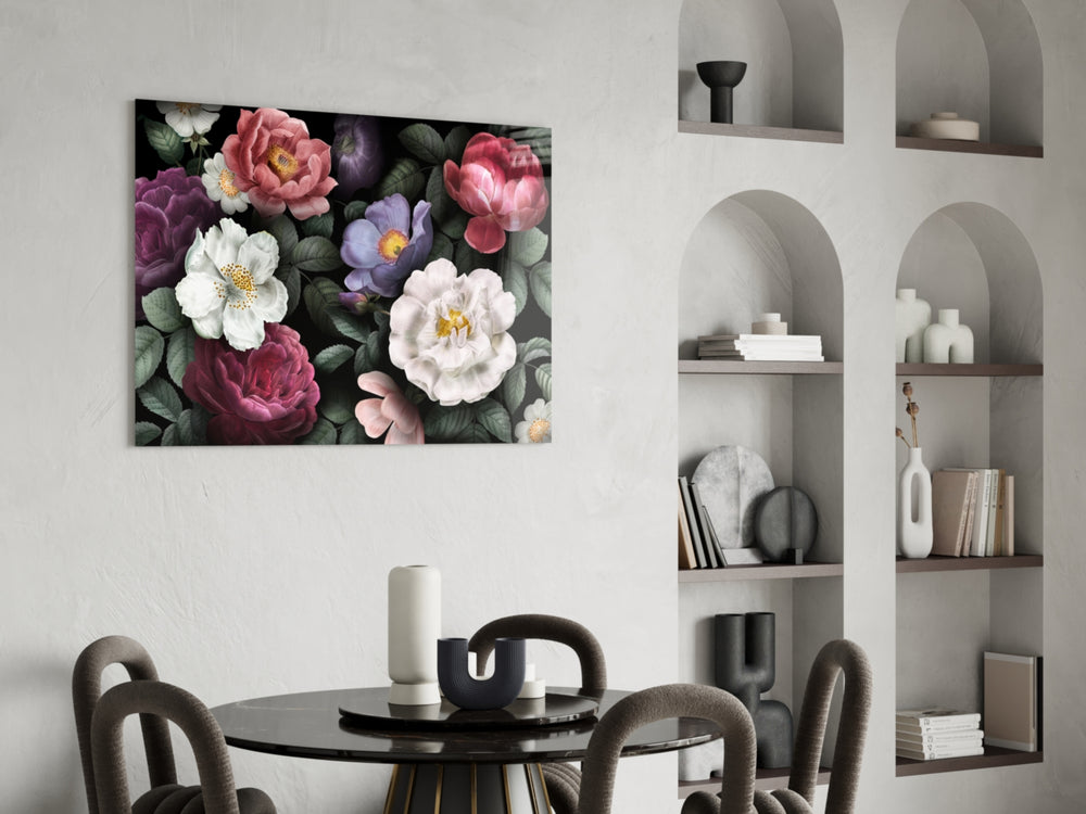 Floral panel adding intimate warmth to a bedroom