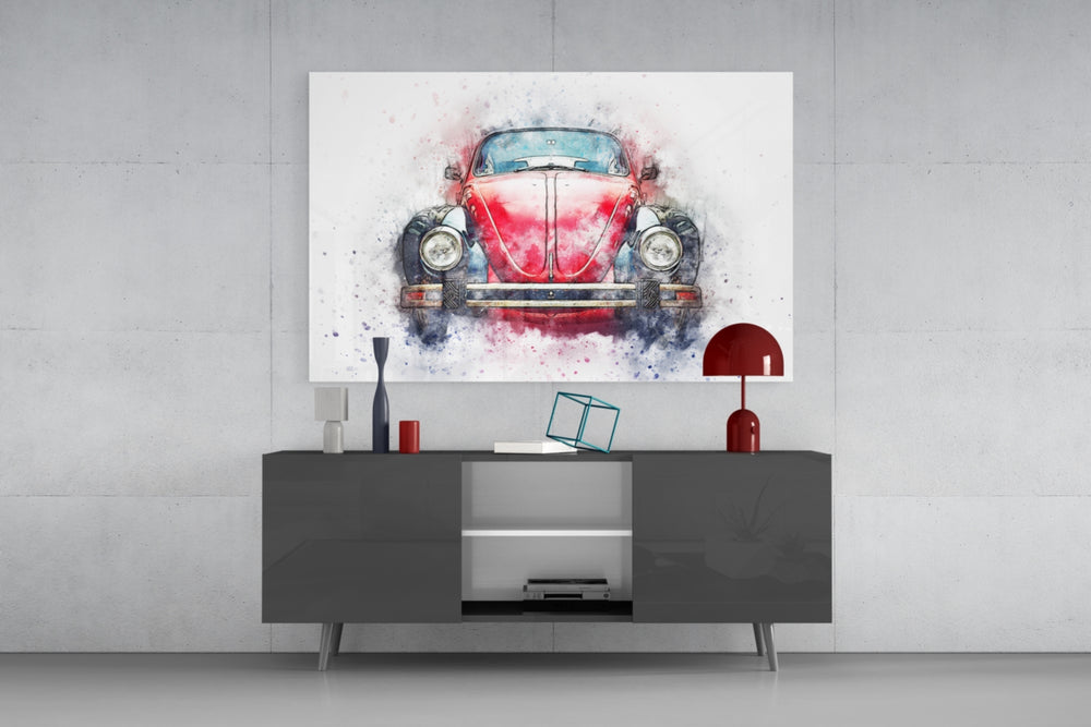 Retro Bubble Car Glass Wall Art