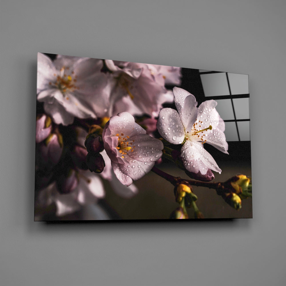 Dewy cherry-blossom panel bringing romantic intimacy to a contemporary living space