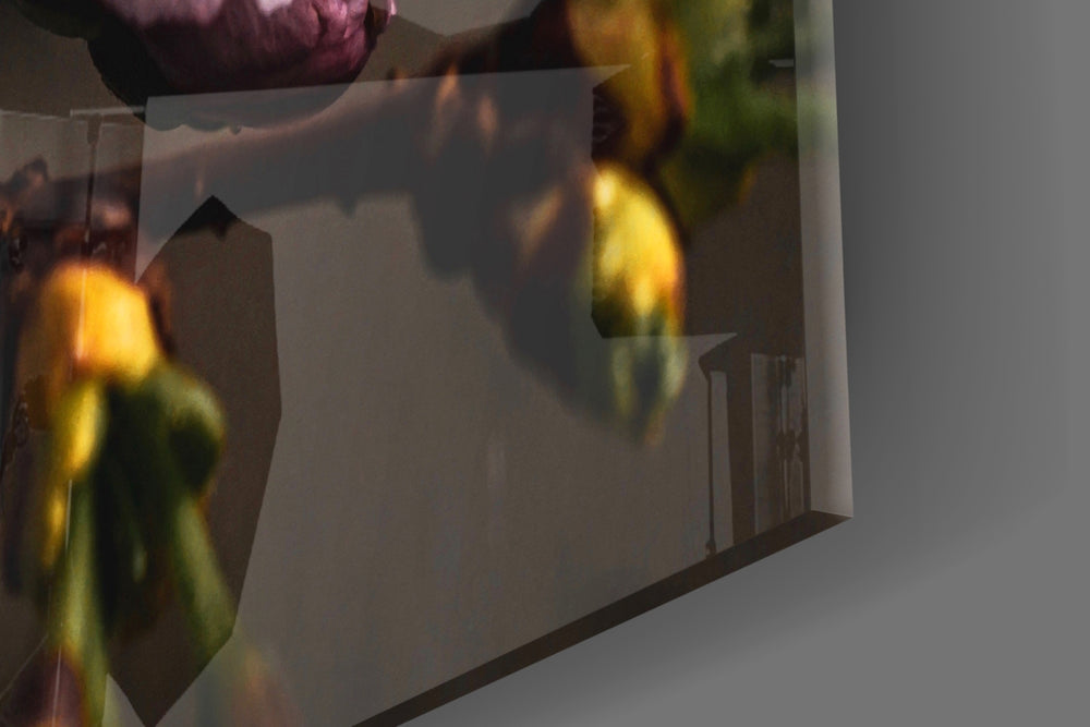 Macro Flower artwork anchoring a gallery-inspired wall in moody palette