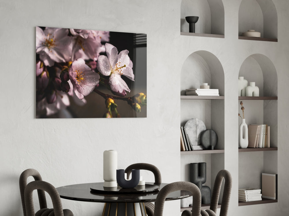 Macro Flower panel adding poetic grace to a dressing area