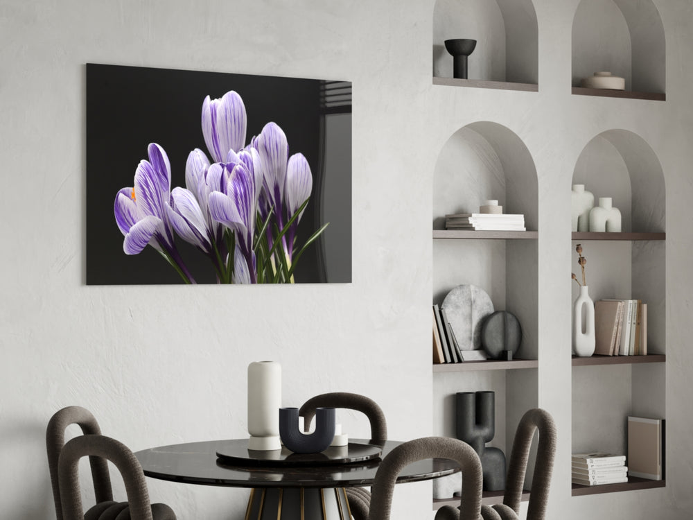 Purple Flowers panel adding poetic grace to a dressing area