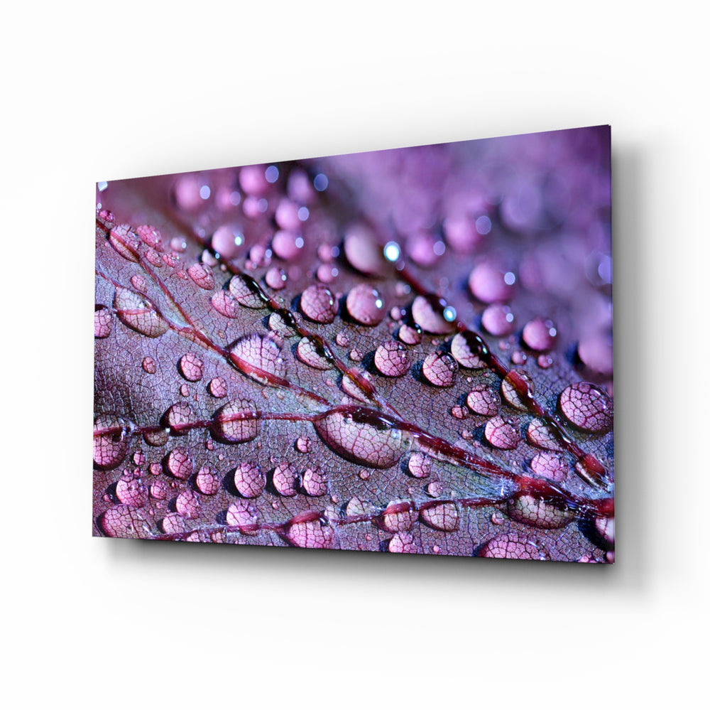 Purple Leaf glass wall art displayed above a console in a designer interior