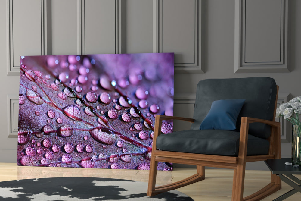 Purple Leaf glass print enhancing a hallway with quiet drama