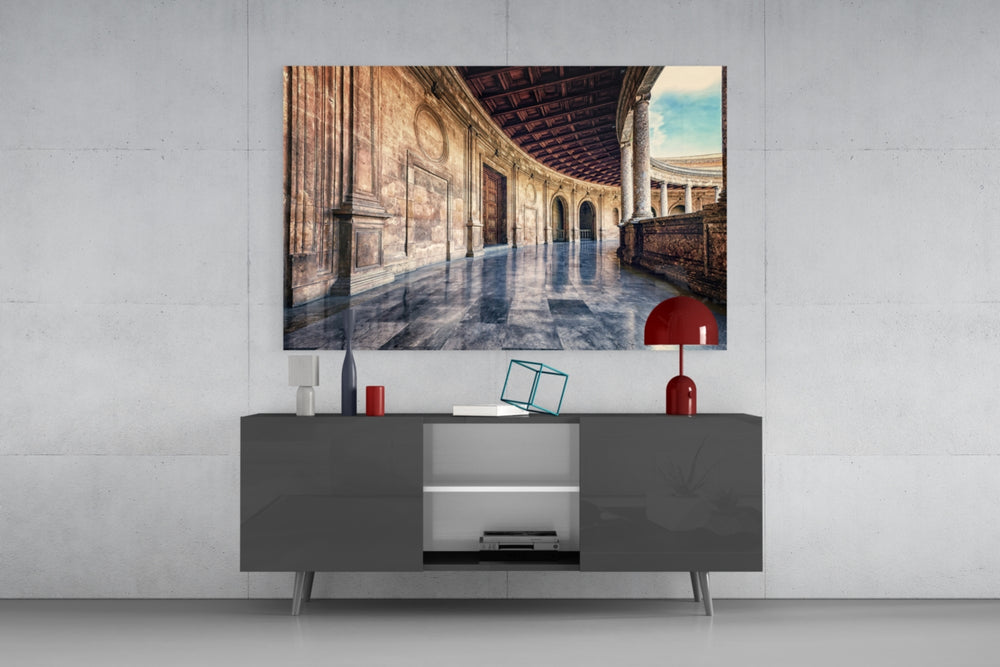 Baroque Building panel catching warm light to reveal its painterly stone