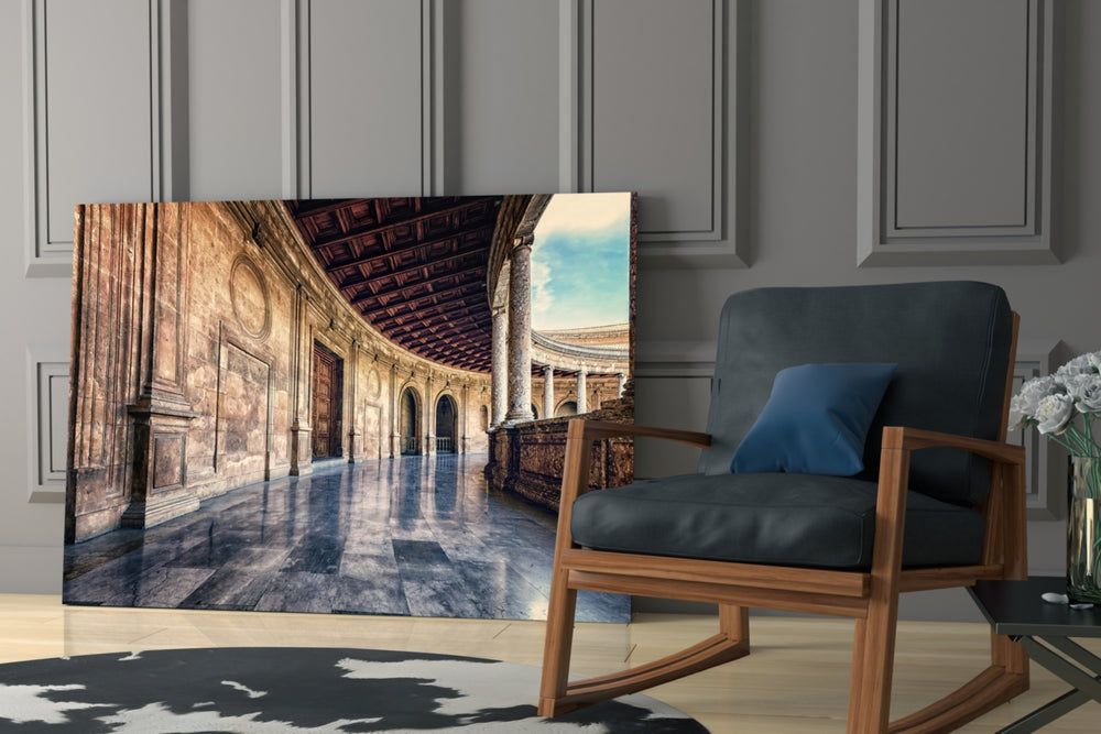 Baroque Building glass print enhancing a hallway with cultural pulse