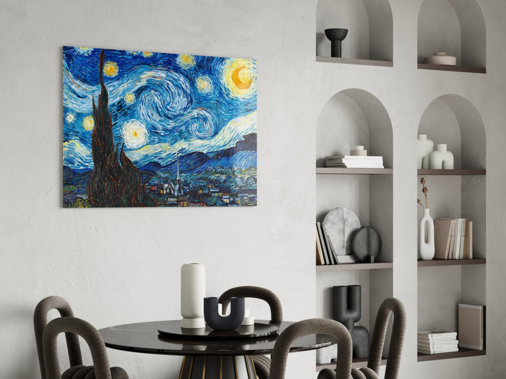 Van Gogh Starry Night panel adding imaginative pulse to a study