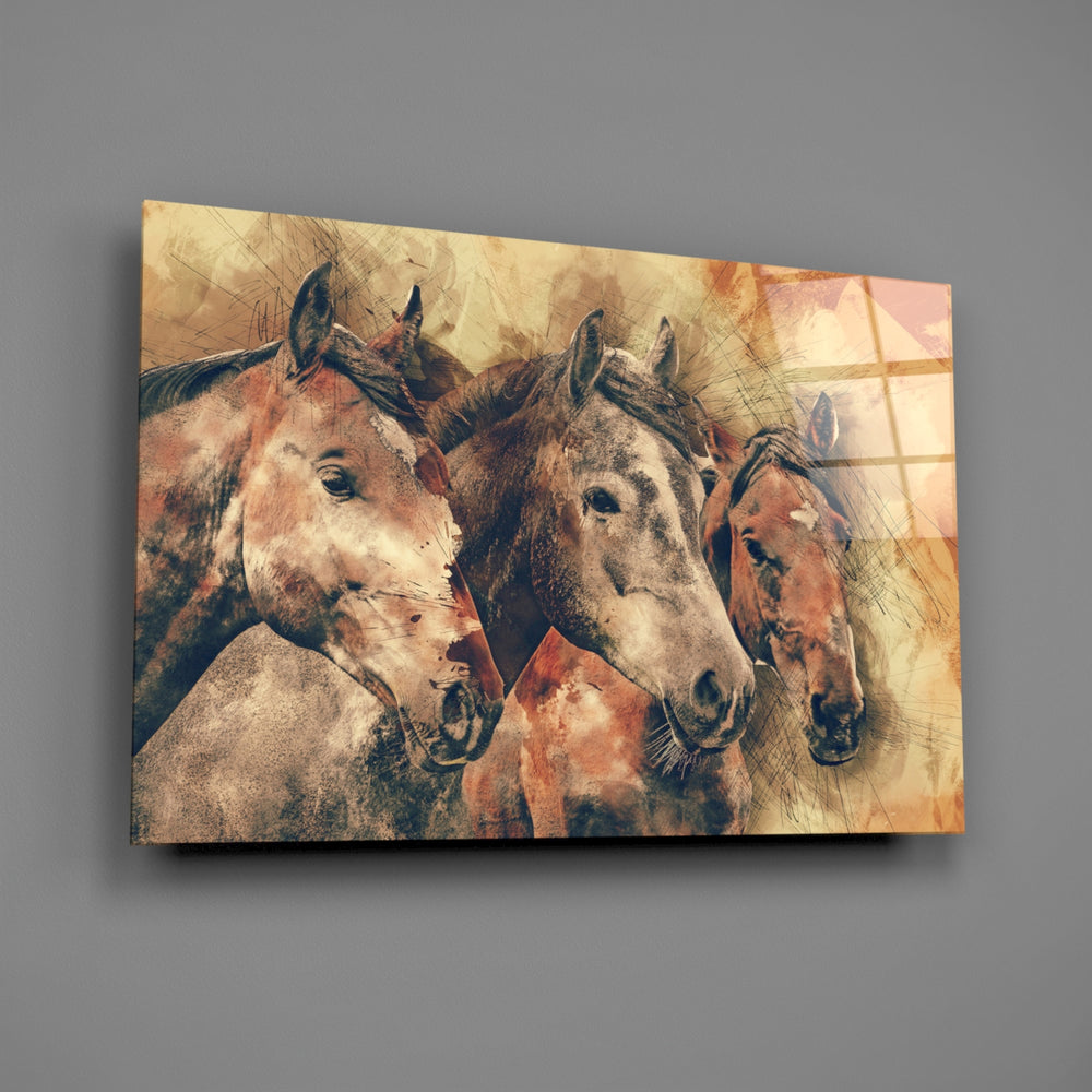 Three-horse panel bringing country warmth to a contemporary living space