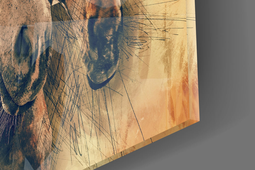 Horses artwork anchoring a country-modern wall in warm palette