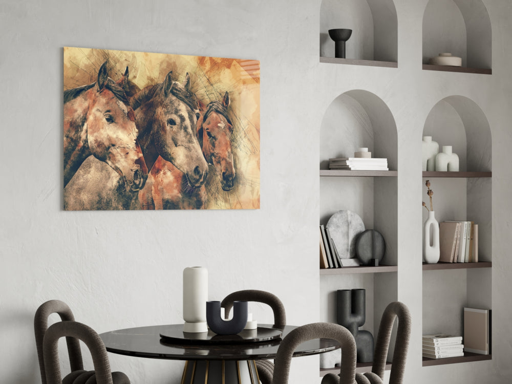 Horses panel adding leadership presence to a living room