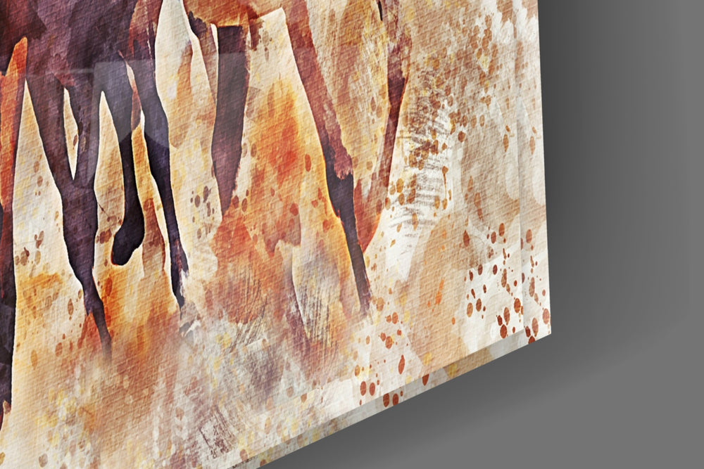 Running Horses artwork anchoring a country-modern wall in warm palette