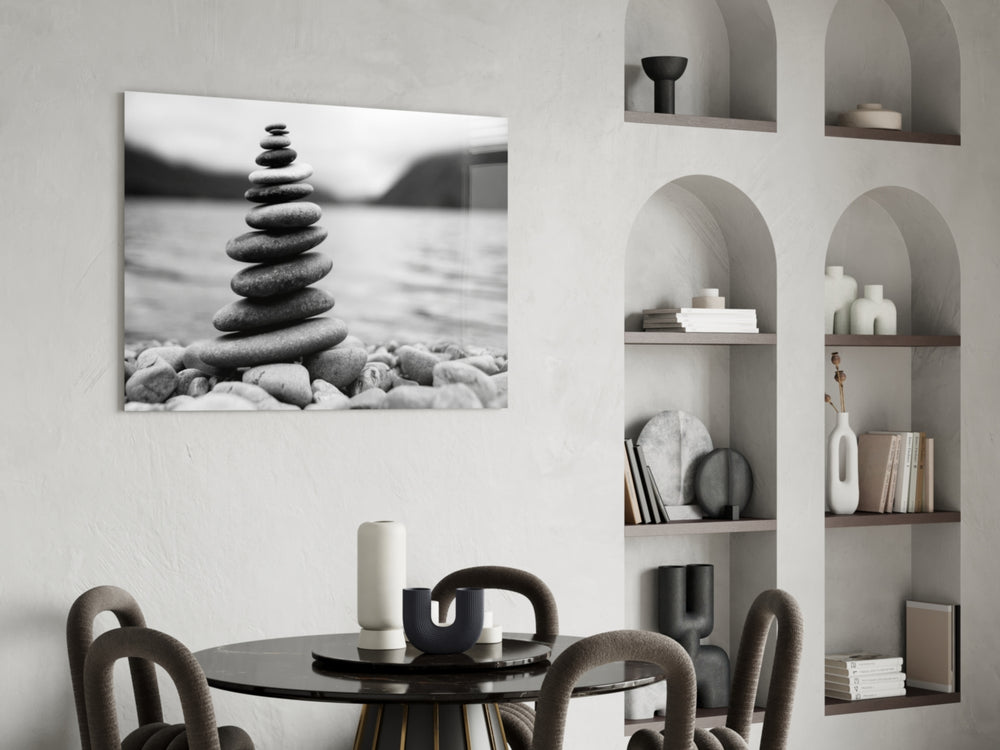 Pebbles panel adding serene mood to a bedroom