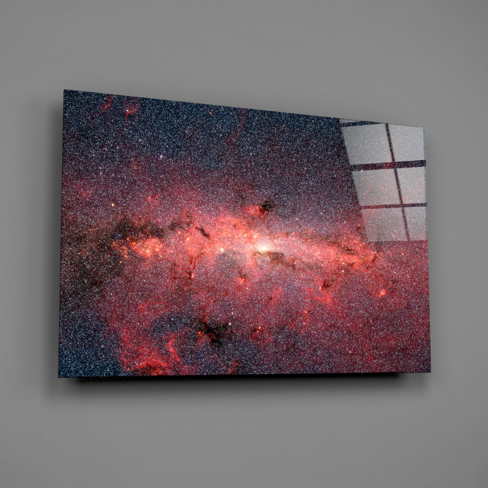 Crimson nebula panel bringing celestial drama to a contemporary living space
