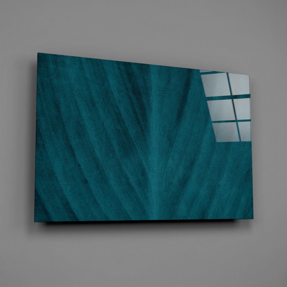 Teal leaf panel bringing biophilic calm to a contemporary living space