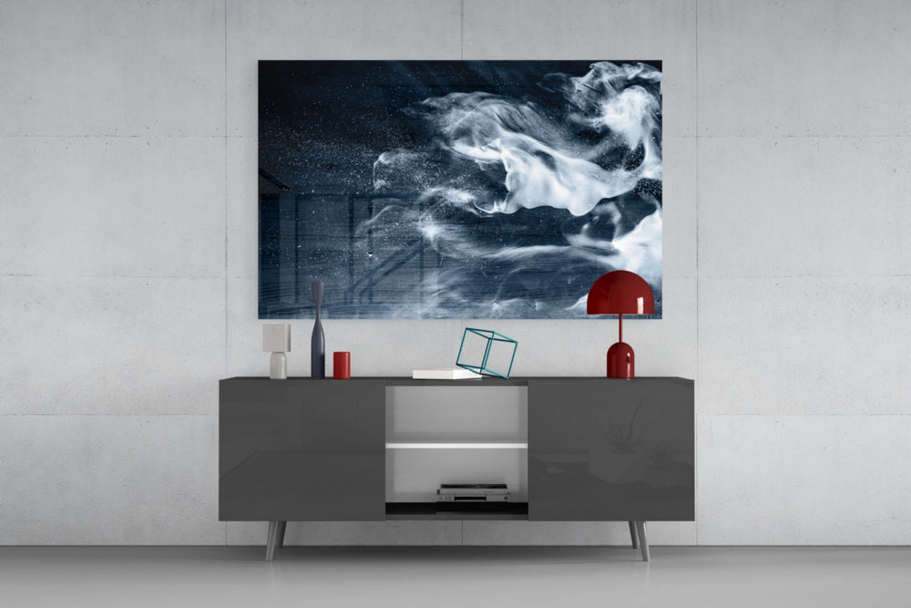 Smoke panel catching low light to reveal its luminous drift